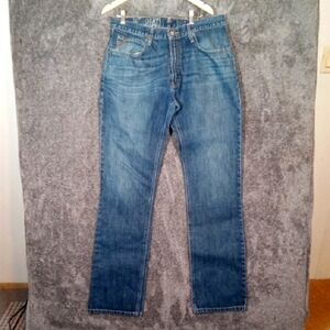 Ariat Blue Straight Jeans Low Rise Boot Long Mens Cowboy Rodeo Size 36